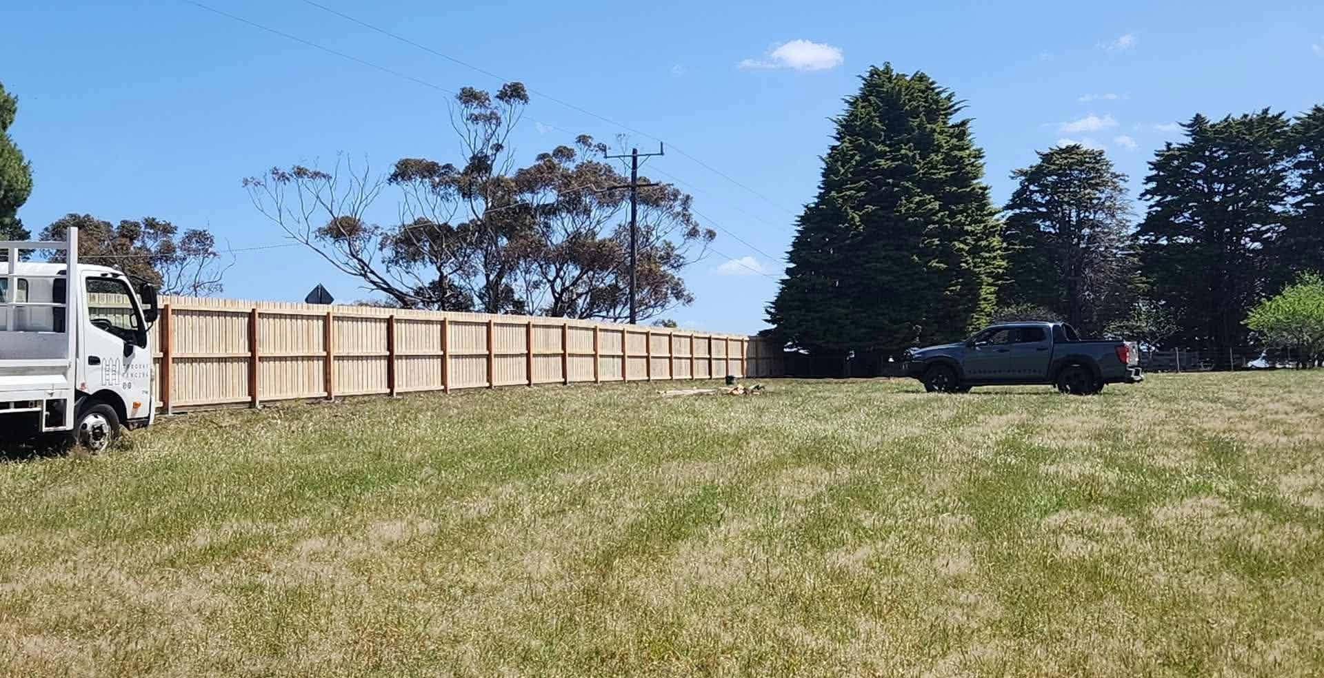 Extensive timber fencing around an Armstrong Creek property